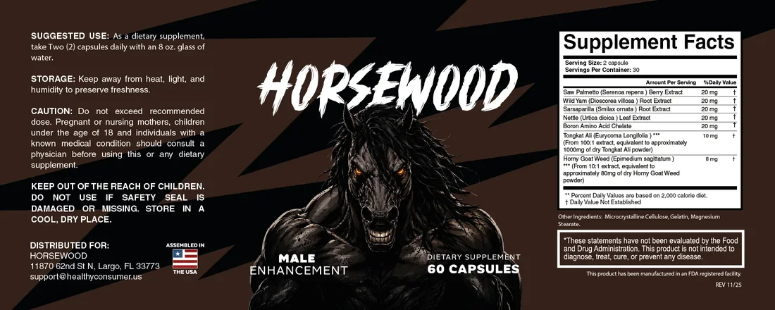 The Horsewood product label showing the ingredient panel