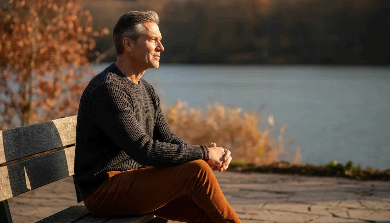 Man standing outdoors in natural daylight at the start of the day